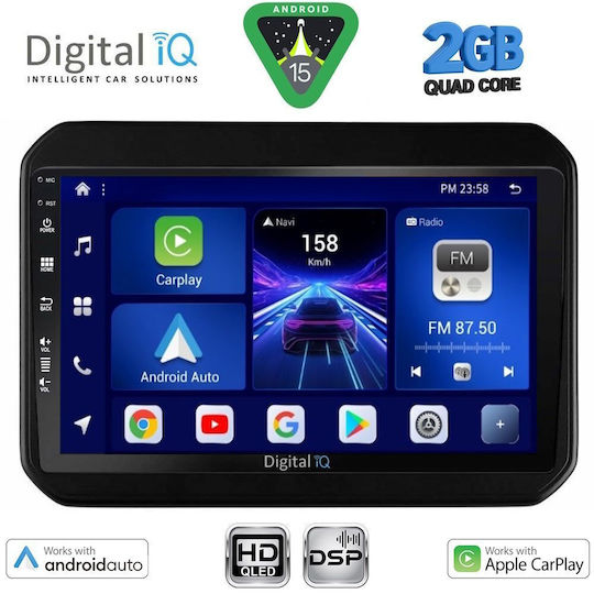 Digital IQ Auto-Audiosystem für Suzuki Ignis 2016 (Bluetooth/USB/WiFi/GPS/Apple-Carplay/Android-Auto) mit Touchscreen 9"