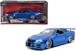 Coche miniatura Nissan Skyline 1/24 Jada Toys GTR (R34) gris RHD 2002 - Coches-miniaturas.es