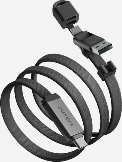 Sheath Travel Cablu 2-în-1 Usb-c La Usb-c/usb-a 480mbps 60w 1.2m Gunmetal Cbl-shthtrv-gun120