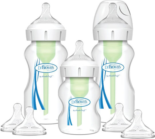 Dr. Brown's Plastic Baby Bottle Set Anti-Colic with Silicone Nipple for 0+, 0+ m, months Transparent 3pcs