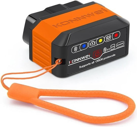 Konnwei Kw905 Auto Diagnosis Obd2 Bluetooth 5.0 On-off Button Compatible Android Ios Elm 327 Obdii Orange