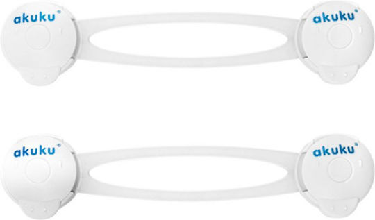 Akuku Cabinet & Drawer Lock with Sticker made of Plastic in White Color 26.5x11x1εκ. 2pcs