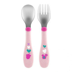 Chicco Βρεφικό Σετ με Πιρούνι Metal Cutlery από Μέταλλο για 18+ μηνών Ροζ 2τμχ Chicco Βρεφικό Σετ με Πιρούνι Metal Cutlery από Μέταλλο για 18+ μηνών Ροζ 2τμχ