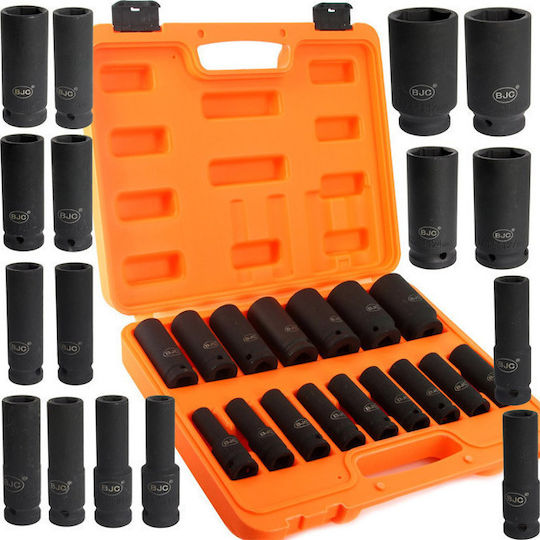 Nüsse Pneumatisch Sechskant mit Vierkant-Antrieb 1/2" Set 18Stück