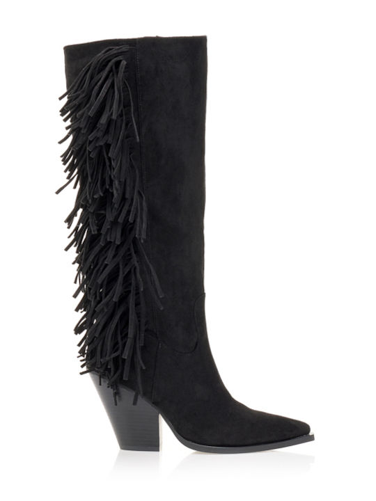 Tsoukalas Suede High Heel Cowboy Boots with Zip...