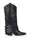 Damenstiefel Cowboy mit mittlerem Absatz Schwarz