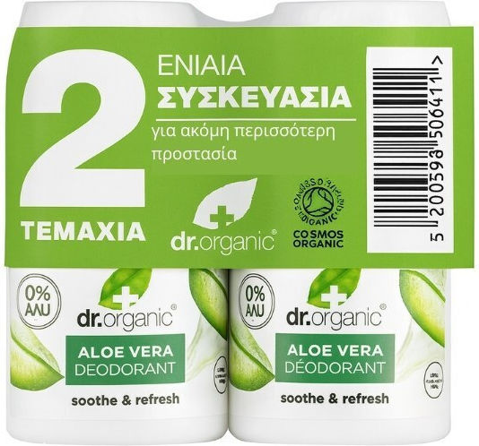 Dr.Organic Aloe Vera Αποσμητικό σε Roll-On 2x50ml