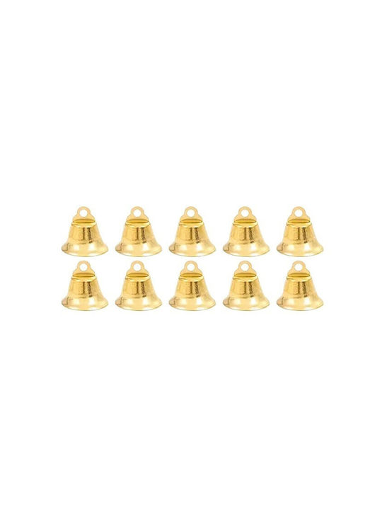 Chrystal Bell Christmas Tree Ornaments Gold Bells Set 10 Pieces