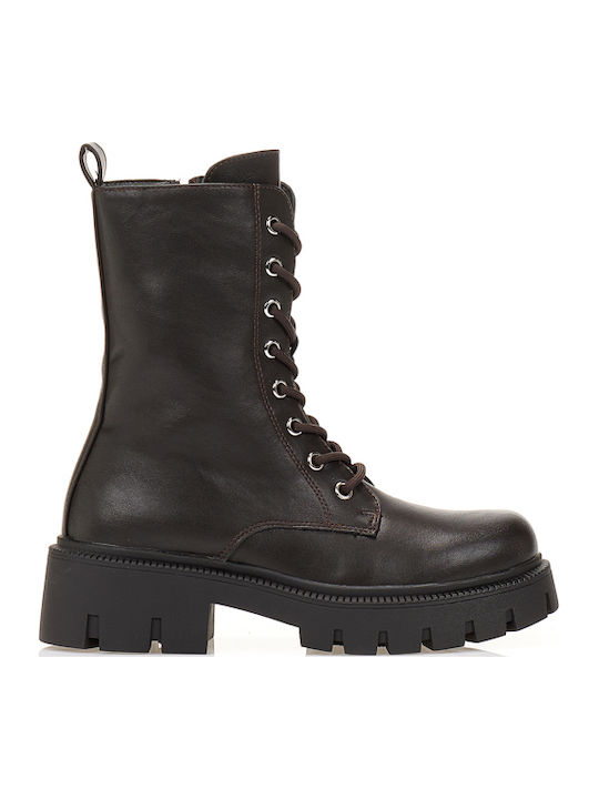 Women's Ankle Boots with Medium Heel Brown