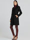 Women's Black Peacoat with Buttons