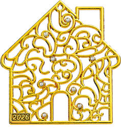 Metal Decorative Little House Rhinestone 6x6.5c...