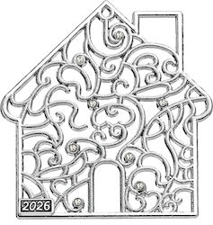 Metal Decorative House Rhinestone 6x6.5cm M2026...