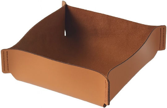 Espiel Dekorative Körbchen aus Künstlichem Leder Braune 18x18x8cm