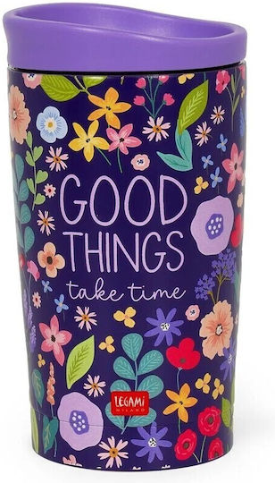Legami Milano Hot+cold Glass Thermos Stainless Steel 275ml Flower