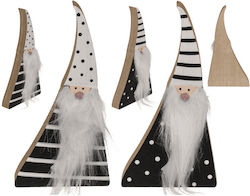 Black and White Wooden Christmas Elf 10 x 2 x 20 Cm