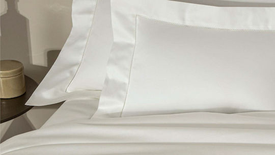 Valeria Home Σετ Διπλή 200x200cm Σεντόνια Αιγυπτιακό Σατέν Βαμβάκι Λευκή