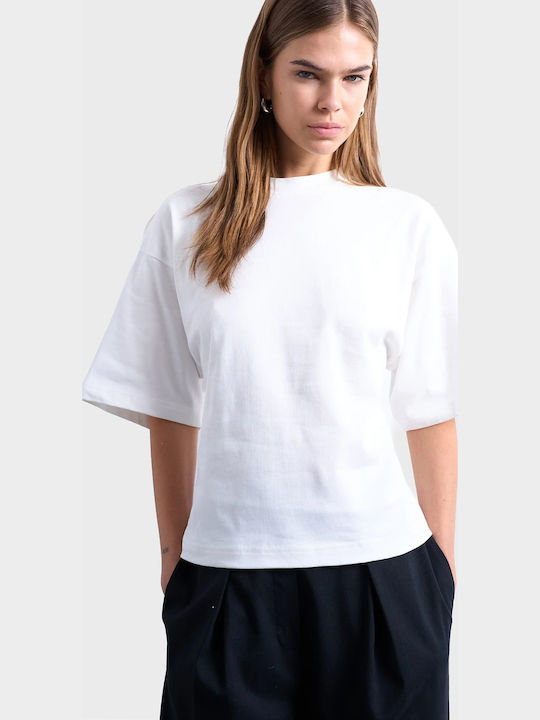 Women's Blouse Cotton Short Sleeve Ivory