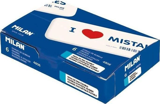Milan Eraser for Pencil and Pen 6pcs White