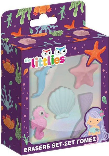 The Littlies Сет Гуми за Молив 4бр Сини Морски животни Морски животни