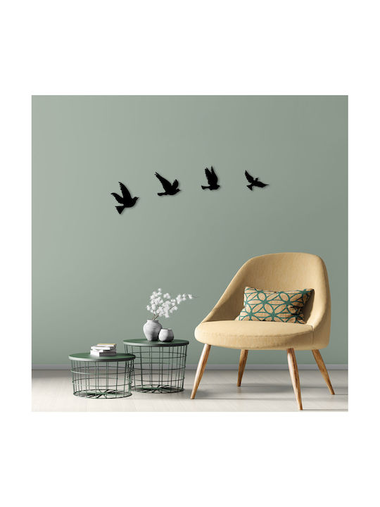 Decorative Silhouette Pigeons Black Metallic 16x15cm
