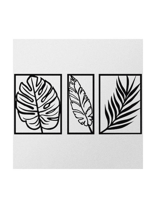 Wallity Decorative Silhouette Leaf Black Metal 38x38cm 3 Pieces