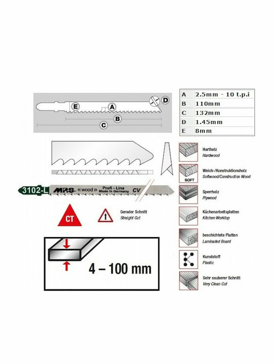 MP.S 3102-L Lama pentru lemn 110mm
