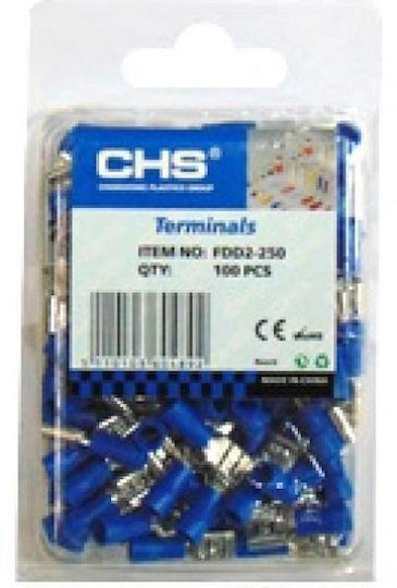 CHS Terminale electrice cu sertar cu izolație 6.6mm Albastru (01.036.0489) în set de 100buc