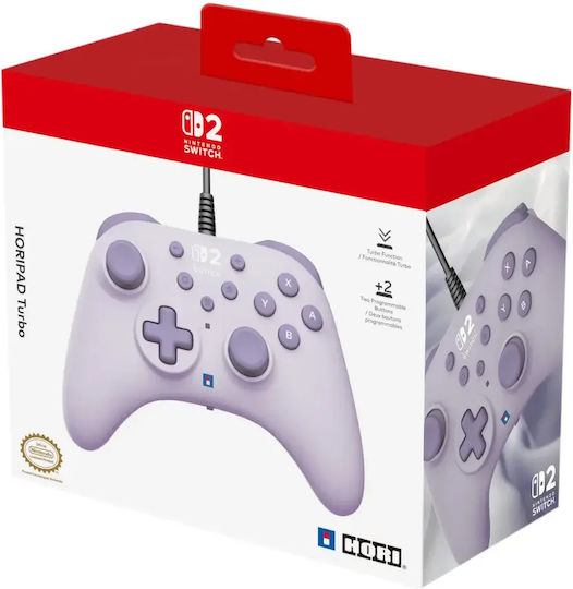 Hori Horipad Turbo Ενσύρματο για Switch 2 Cozy Lavanda