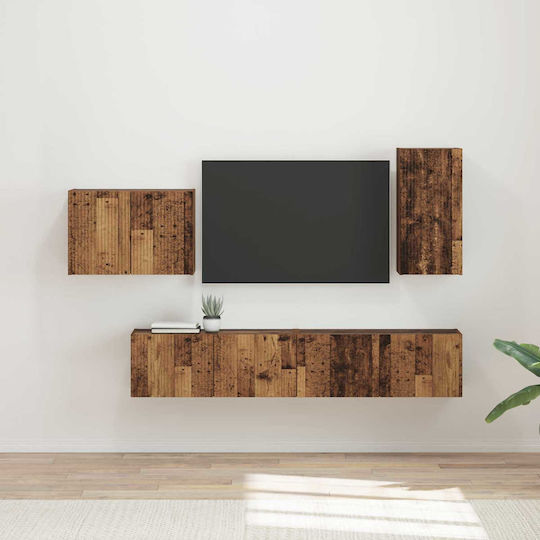 Living Room TV Unit with Lighting Old Wood L78.5xW30xH29.5cm