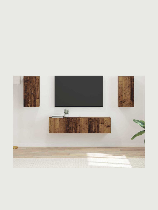 Living Room TV Unit with Lighting Old Wood L30x...