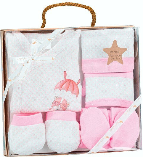Interbaby Подаръчен комплект за бебета Paracaidas за момиче за 0-6 месеци 4бр