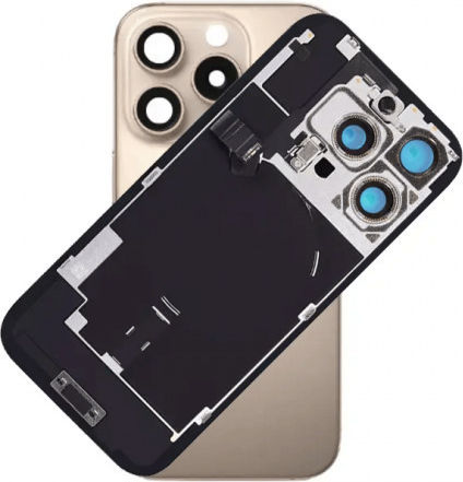 Apple iPhone 16 Pro Max Desert Titanium Battery Cover Full Bracket Camera Lens Magnets Waterproof Flash Light Original Wireless Charging