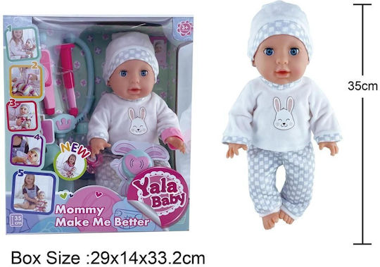 Blue Toys Σετ με Μωρό Κούκλα Yala Αρρωστούλης 35 εκ.