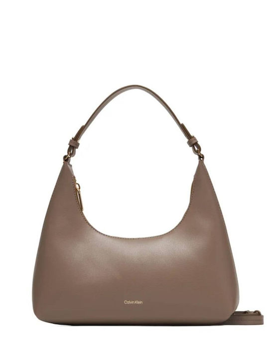 Calvin Klein Foil Logo Women's Bag Shoulder Taupe