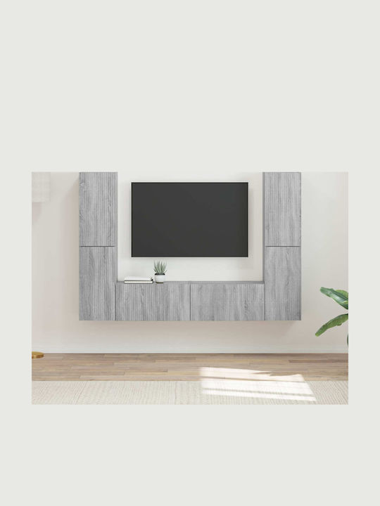Living Room TV Unit with Lighting Gray Sonoma L...