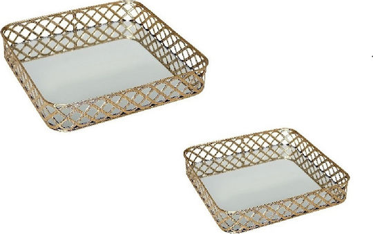 Espiel Metallic Round Decorative Tray with Mirror 36x36x5.5cm