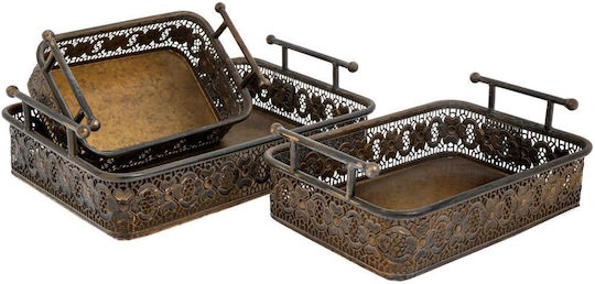 Iliadis Διακοσμητικός Δίσκος Metallisch Rechteckig 38x26x11cm 3Stück
