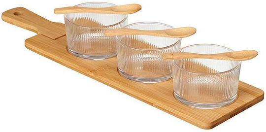 Atmosphera Clearoak Glass Dessert Tower Stand 3 Slots with Base Brown Ø13xY13cm P6.5xL46xH13cm 4 Pieces