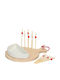 Alpina Appliances Wooden Dessert Divided Serving Tray with Single Bowl White 23.5x18x4.5cm