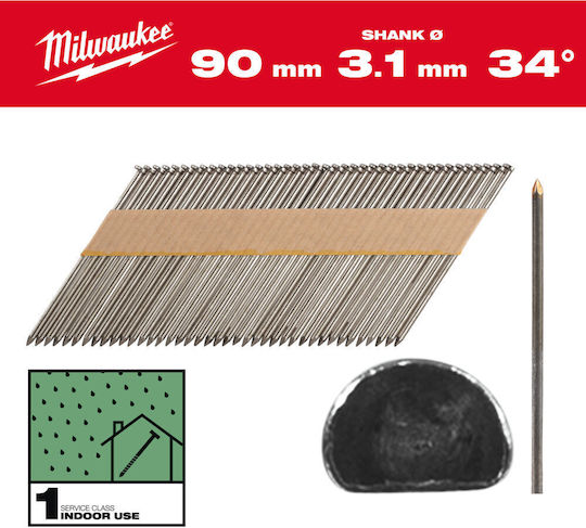Καρφια Πλαισιων D 34° 3.1mm Μηκος 90mm 2.200 Τεμ M18 Ffn Milwaukee 4058546419653