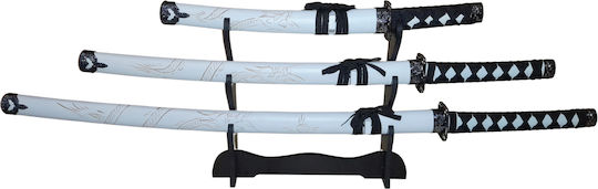 Ideallstore Set de sabie decorativă Katana Sword Set Panoply Ninja Warrior Alb Metal 83 Cm Teacă inclusă