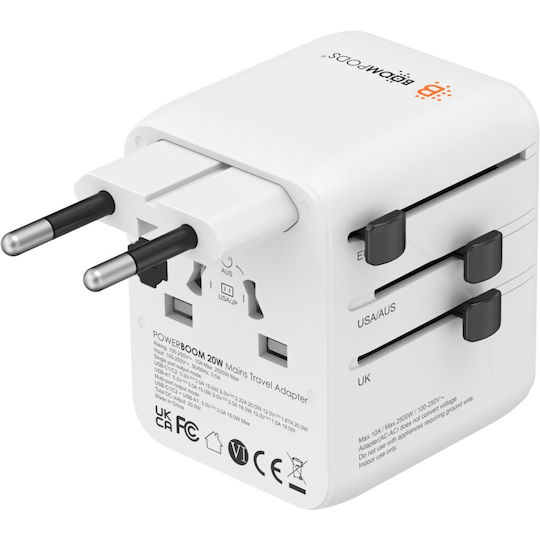 Boompods Φορτιστής Χωρίς Καλώδιο με 2 Θύρες USB-A και Θύρα USB-C 20W Power Delivery Λευκός (WLD20W)