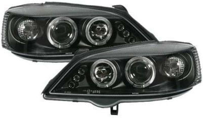 Front Led Angel Eyes Car Bulbs Opel Astra G 1998-2004 Black H1 Bulbs Set 2 Pieces Swo01b