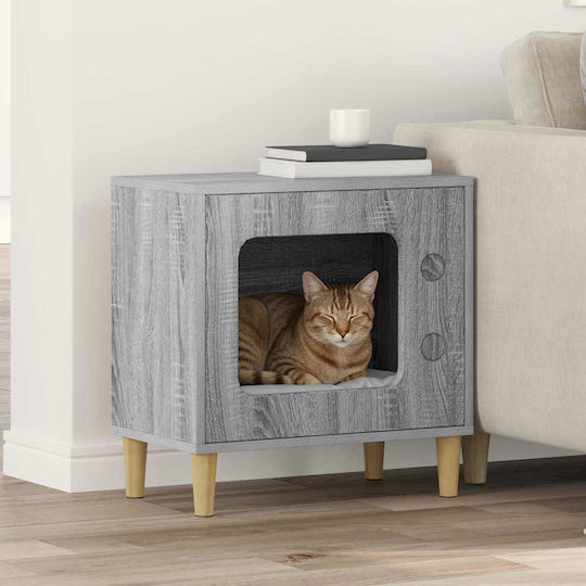 Vidaxl Σπίτι Γάτας Γκρίζο Σονομα 51 X 30 X 52 Εκ Επεξεργασμένο Ξύλο