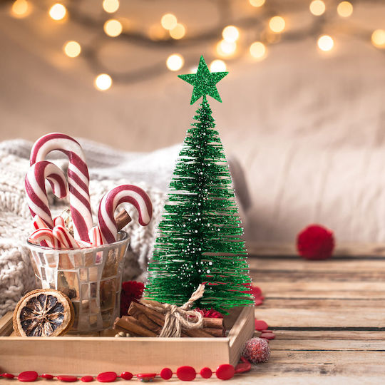 Mini Artificial Pine Decoration Glitter 18 Cm 4 Colors