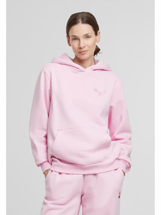 Women's Sweatshirt Hooded Soft Pink