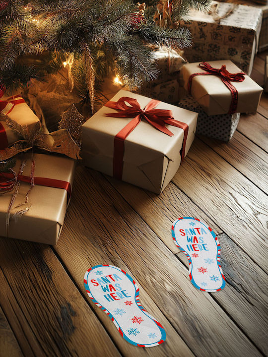 Festive Decoration – Sticker "santa Was Here" – 25 X 10 Cm – Set 2 Pieces
