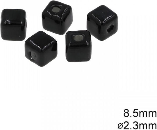 Keramik Perle Schwarz Würfel 8,5mm 10Stück
