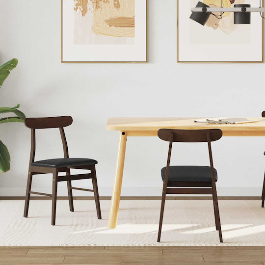 Dining Room Wooden Chair Light Brown, Black 43x44.5x77cm 2pcs