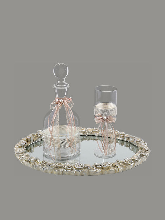 Wedding Set 3pcs Glass-Wooden Silver Geneviève La Vista